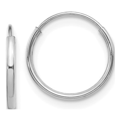 14K White Gold 12mm Endless Hoop Earrings