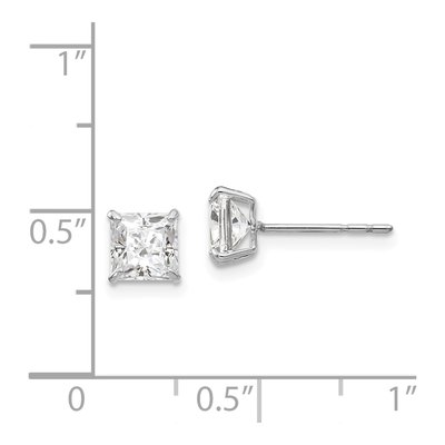 14K White Gold 5mm CZ Square Stud Earrings – view 5