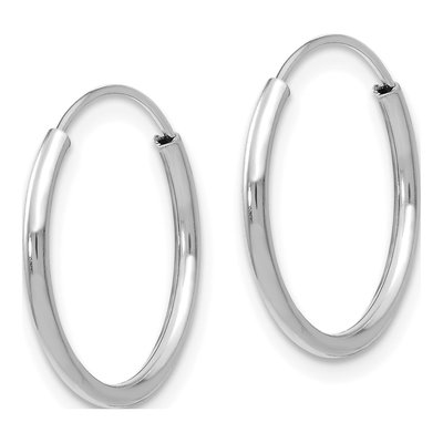 14K White Gold 15mm Endless Hoop Earrings – view 3