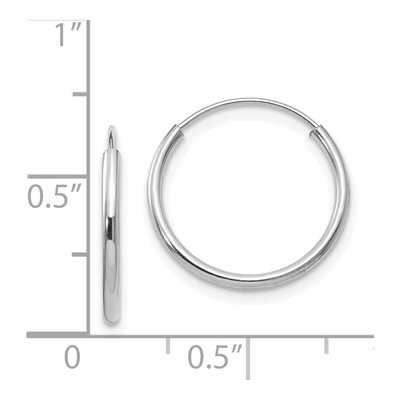 14K White Gold 15mm Endless Hoop Earrings – view 5