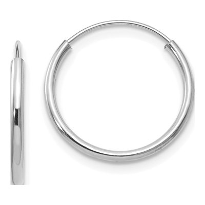 14K White Gold 15mm Endless Hoop Earrings