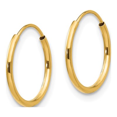 14K Yellow Gold 12mm Endless Hoop Earrings – view 3