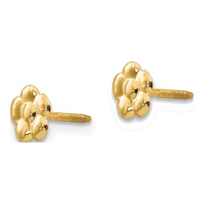 14K Yellow Gold Flower Screwback Stud Earrings – view 3