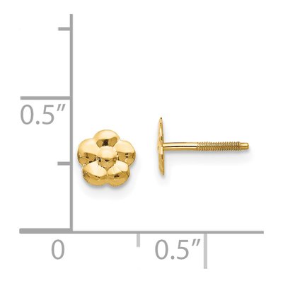 14K Yellow Gold Flower Screwback Stud Earrings – view 5