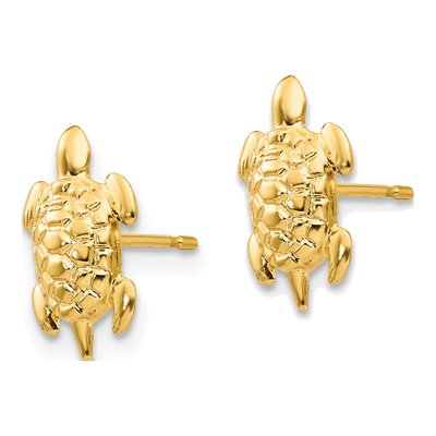 14K Yellow Gold Turtle for Kids Stud Earrings – view 3