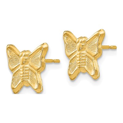 14K Yellow Gold Butterfly for Girls Stud Earrings – view 3