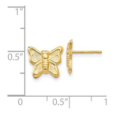 14K Yellow Gold Butterfly for Girls Stud Earrings – view 5