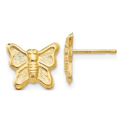 14K Yellow Gold Butterfly for Girls Stud Earrings