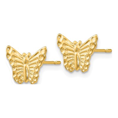 14K Yellow Gold Butterfly Stud Earrings – view 3