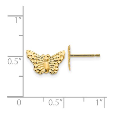14K Yellow Gold Butterfly Stud Earrings – view 5