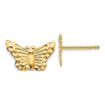 14K Yellow Gold Butterfly Stud Earrings