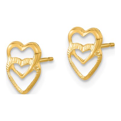 14K Yellow Gold Girls' Heart Stud Earrings – view 3