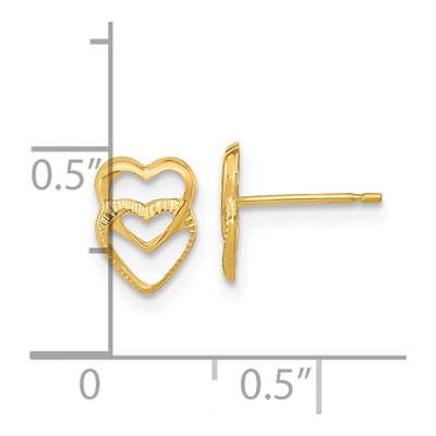 14K Yellow Gold Girls' Heart Stud Earrings – view 4