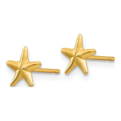 14K Yellow Gold Star for Kids Stud Earrings – view 3