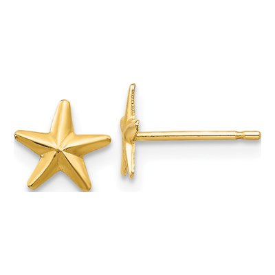 14K Yellow Gold Star for Kids Stud Earrings