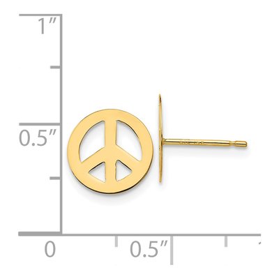 14K Yellow Gold Peace Sign for Girls Stud Earrings – view 5