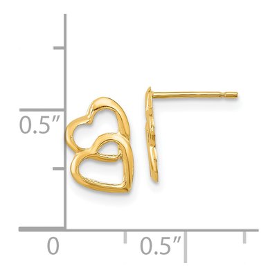 14K Yellow Gold Heart Stud Earrings – view 4