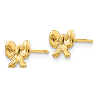 14K Yellow Gold Bow for Girls Stud Earrings – view 3