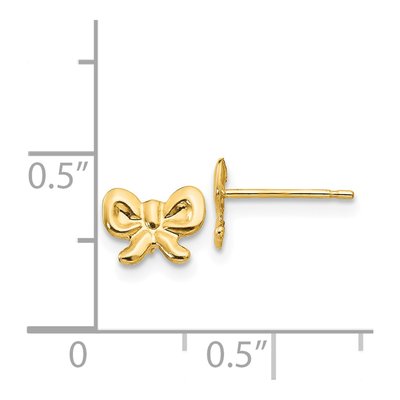 14K Yellow Gold Bow for Girls Stud Earrings – view 5