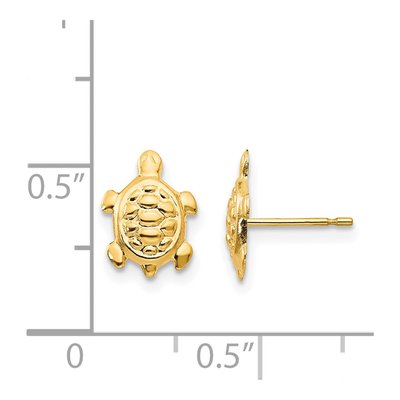 14K Yellow Gold Turtle Stud Earrings – view 5