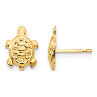 14K Yellow Gold Turtle Stud Earrings