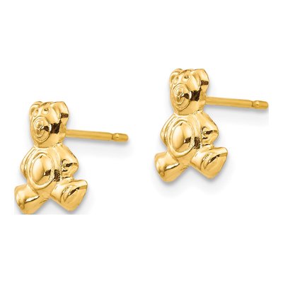 14K Yellow Gold Teddy Bear Stud Earrings – view 3