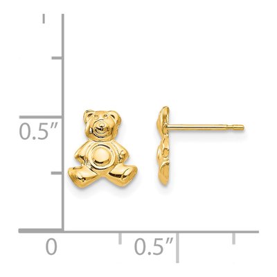 14K Yellow Gold Teddy Bear Stud Earrings – view 5