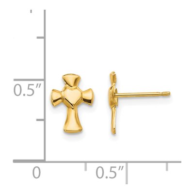 14K Yellow Gold Heart Cross Stud Earrings – view 5