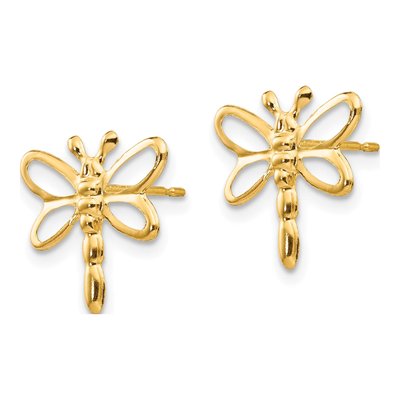 14K Yellow Gold Dragonfly Stud Earrings – view 3