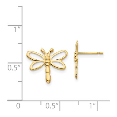 14K Yellow Gold Dragonfly Stud Earrings – view 5