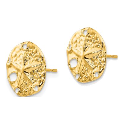 14K Yellow Gold Sand Dollar Stud Earrings – view 3