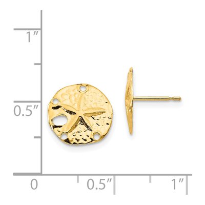 14K Yellow Gold Sand Dollar Stud Earrings – view 5