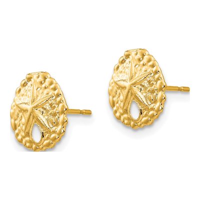14K Yellow Gold Sand Dollar Stud Earrings – view 3