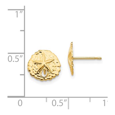 14K Yellow Gold Sand Dollar Stud Earrings – view 5
