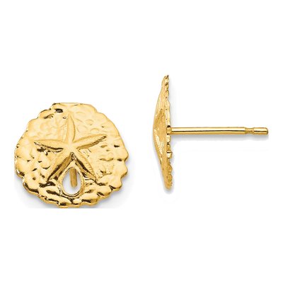 14K Yellow Gold Sand Dollar Stud Earrings