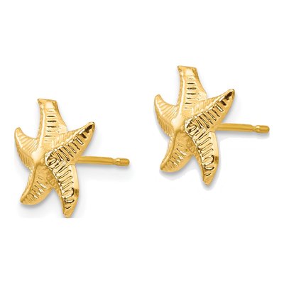 14K Yellow Gold Starfish Stud Earrings – view 3