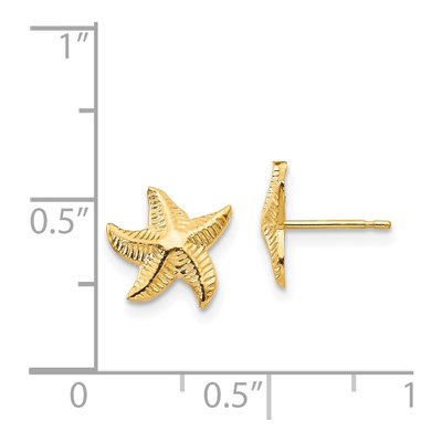 14K Yellow Gold Starfish Stud Earrings – view 5