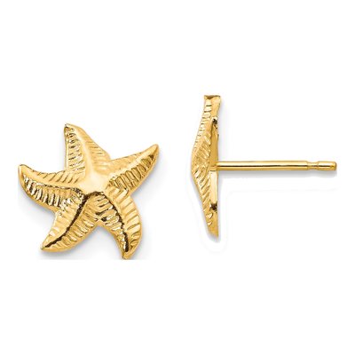 14K Yellow Gold Starfish Stud Earrings