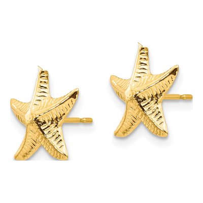 14K Yellow Gold Starfish for Girls Stud Earrings – view 3