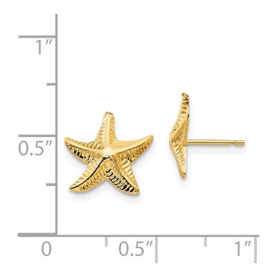 14K Yellow Gold Starfish for Girls Stud Earrings – view 5