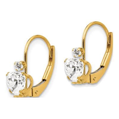 14K Gold CZ Heart Leverback Earrings | Madi K – view 3