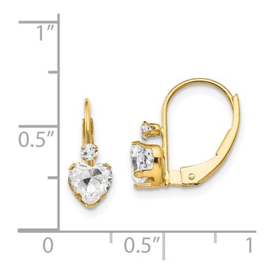 14K Gold CZ Heart Leverback Earrings | Madi K – view 5