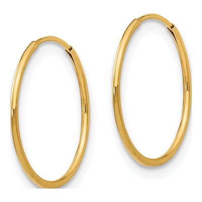 14K Yellow Gold 14mm Endless Hoop Earrings – view 3