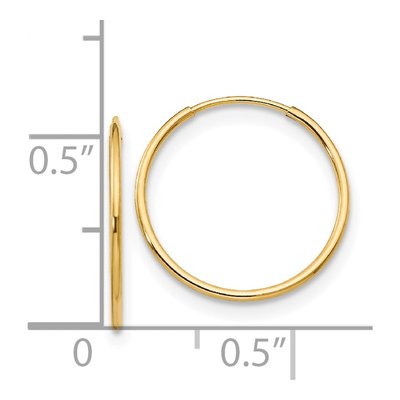 14K Yellow Gold 14mm Endless Hoop Earrings – view 5
