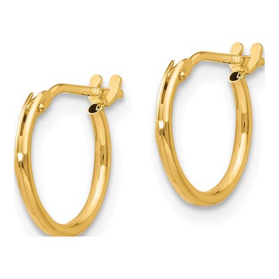 14K Yellow Gold 10mm Small Hoop Earrings – view 3