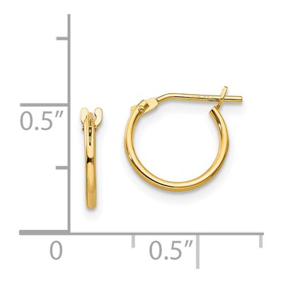 14K Yellow Gold 10mm Small Hoop Earrings – view 5