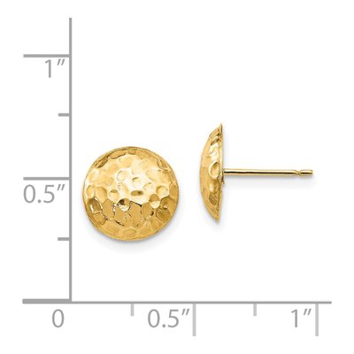 14K Yellow Gold Hammered Button Stud Earrings – view 4
