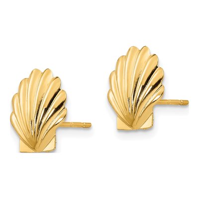 14K Yellow Gold Shell for Girls Stud Earrings – view 3
