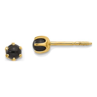 14K Yellow Gold Onyx Stud Earrings
