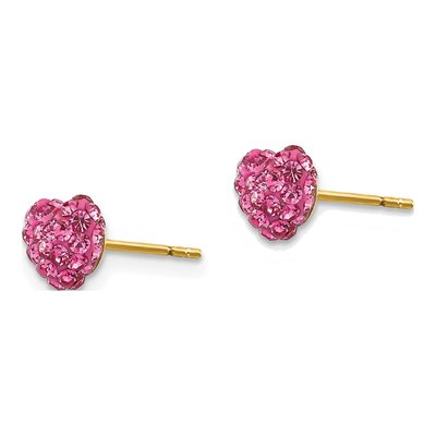 14K Yellow Gold Crystal Multi Heart Stud Earrings – view 3